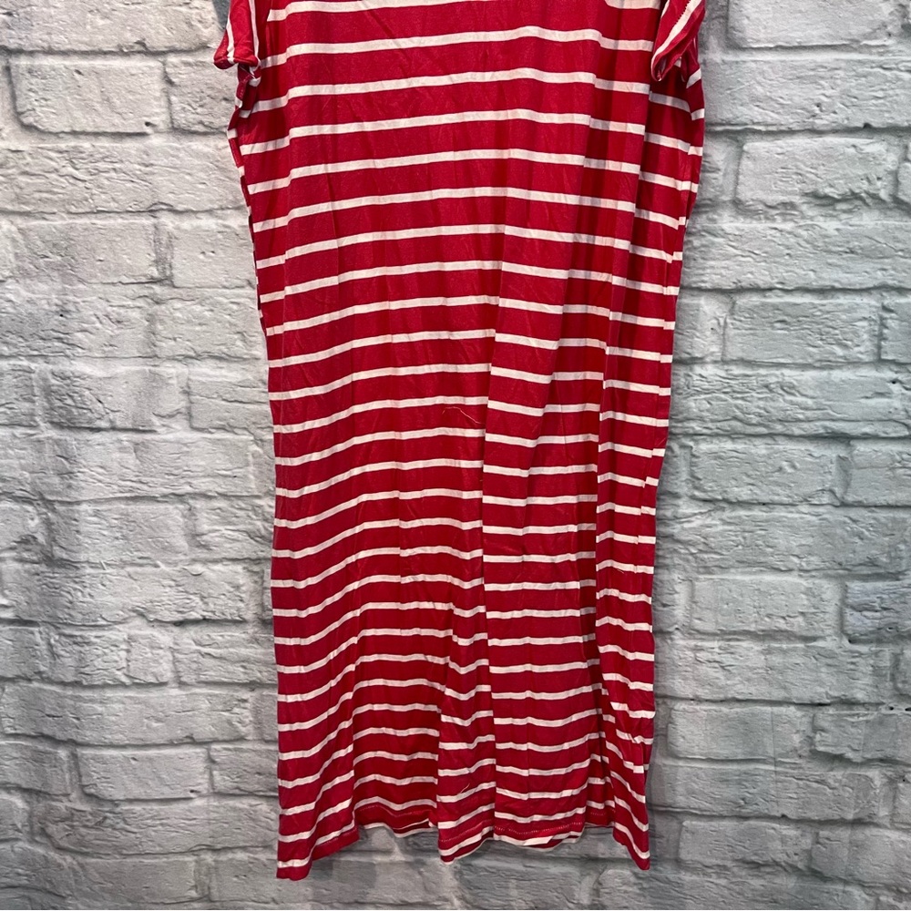 NWT The GREAT. Size 1/S Button Side Dress Cardinal Stripe oversized t-shirt midi - Picture 10 of 14